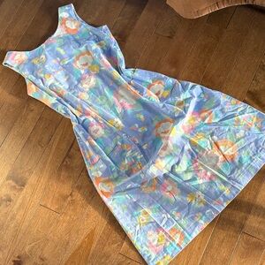 Vintage Floral Sleeveless Dress in Pastel Colours